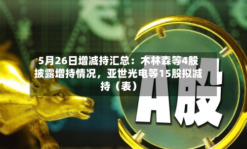 5月26日增减持汇总：木林森等4股披露增持情况	，亚世光电等15股拟减持（表）-第2张图片